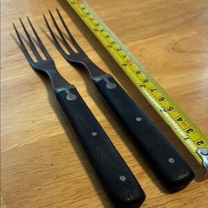 Civil War Era 3 Tined Table Fork Pair with Wood Handle